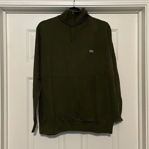Mens Lacoste Quarter Zip Olive Green